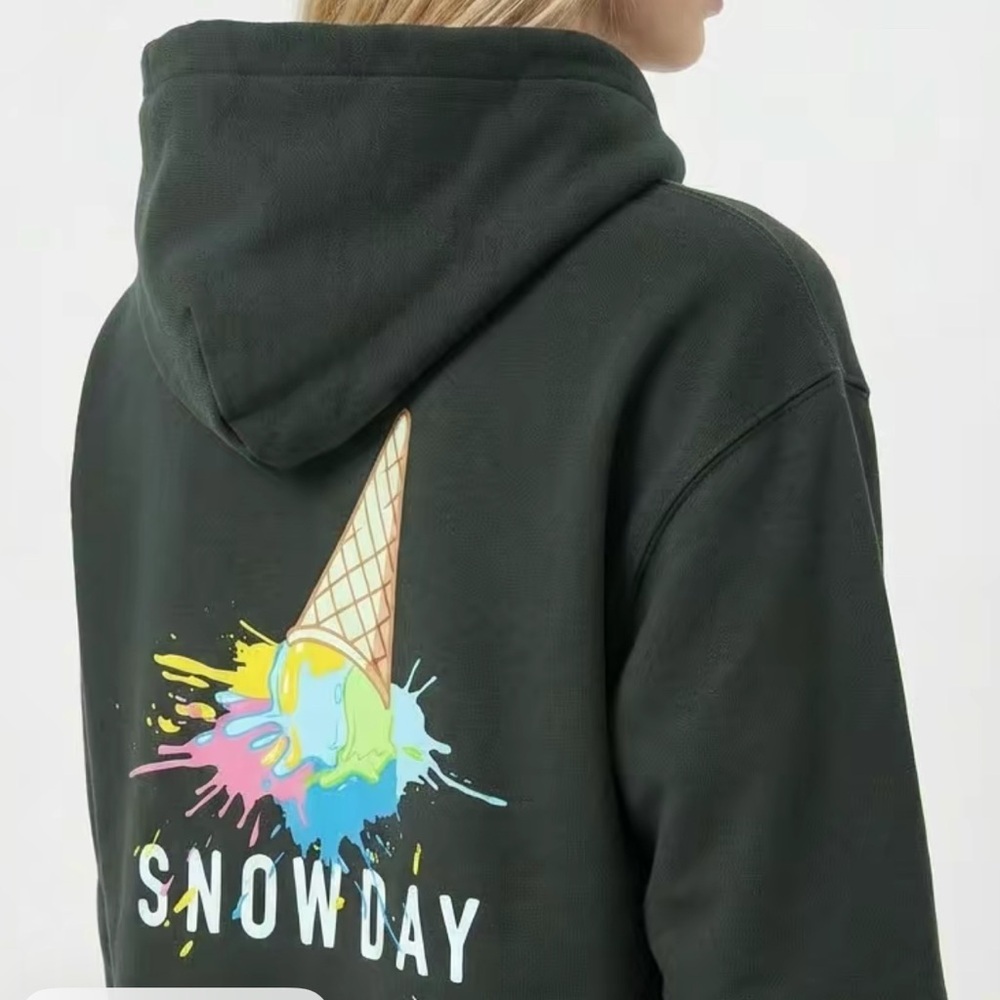 Graphic Hoodie with Ice Cream Design - Black